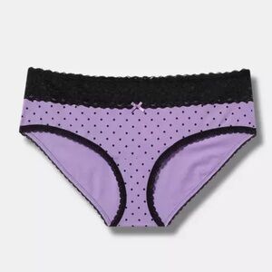New Torrid Cotton Mid Rise Hipster Lace Trim Panties Purple Size 3X
